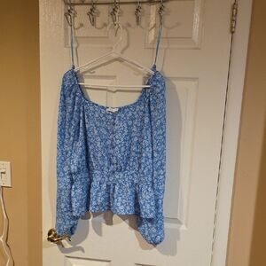 Lush Blue Floral Blouse